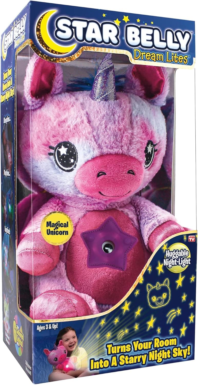 Magical Unicorn Stuffed Animal Night Light - Projects Stars in 6 Colors