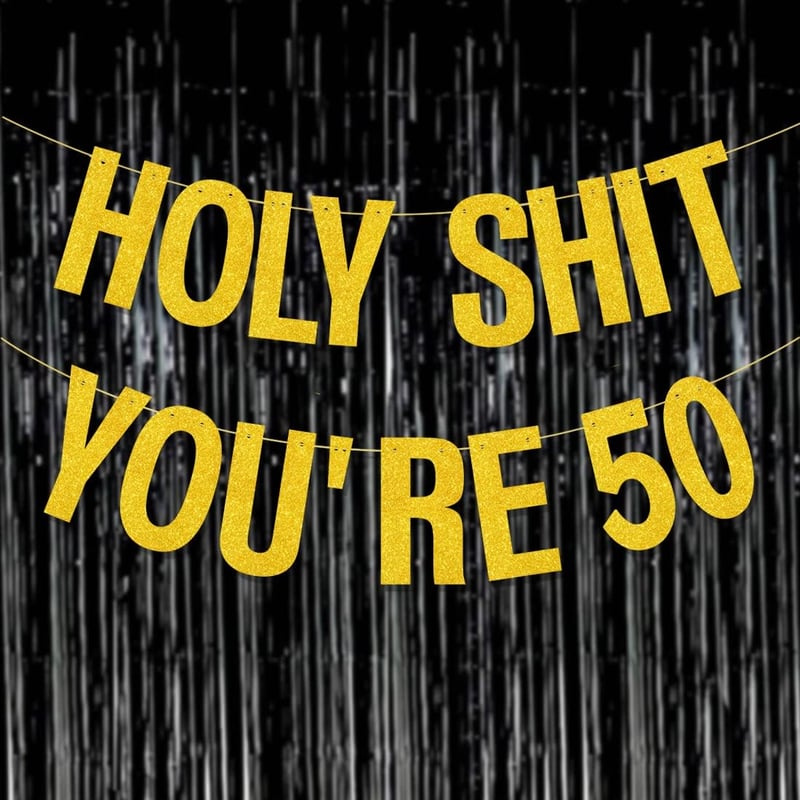 50th Birthday Glitter Banner for Men and Women