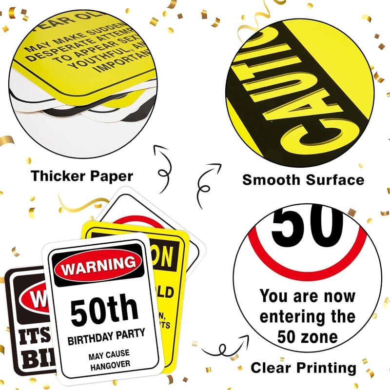 50th Birthday Party Decorations - 9PCS Wall Signs & Centerpieces