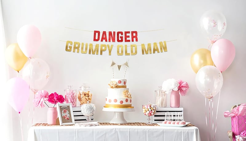 Funny Gold Glitter Birthday Banner - Happy Birthday Party Decor