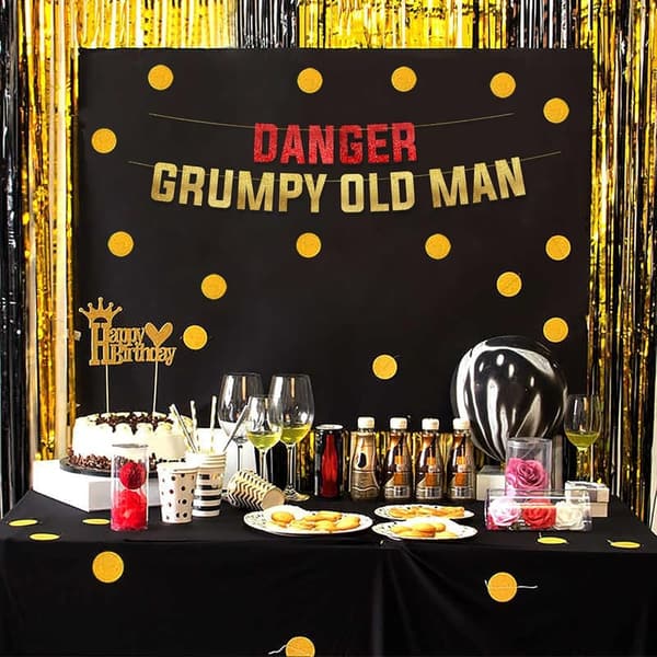 Funny Gold Glitter Birthday Banner - Happy Birthday Party Decor