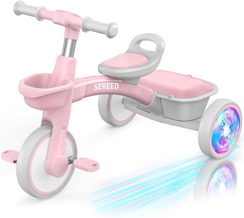 Pink Toddler Tricycle with Adjustable Seat & Handlebar