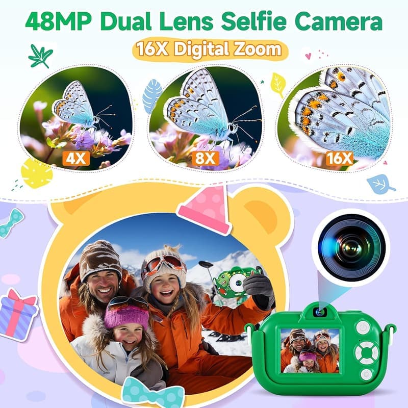 Kids Dual Lens Camera for Boys, 48MP - Christmas Gift