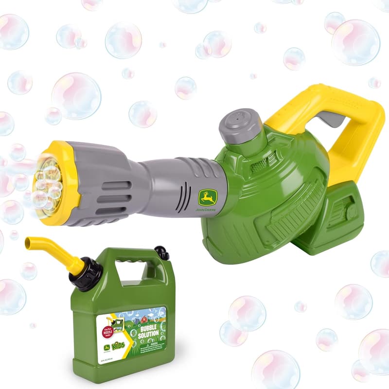 John Deere Bubble Leaf Blower Toy for Kids, Includes 24oz Refill