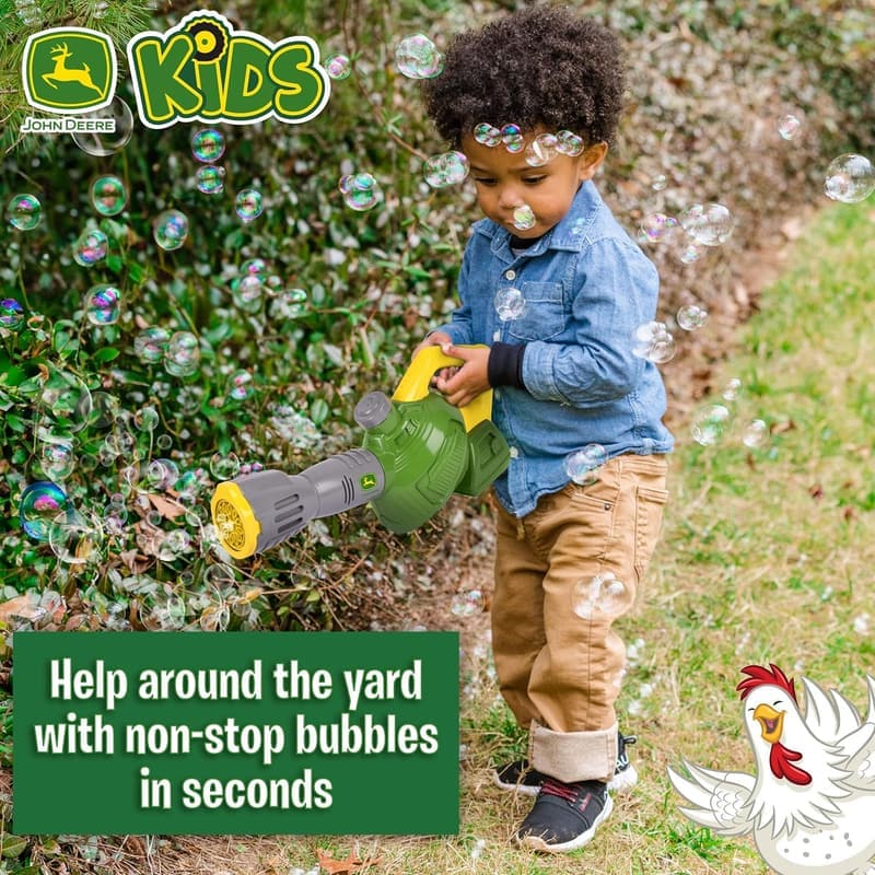 John Deere Bubble Leaf Blower Toy for Kids, Includes 24oz Refill