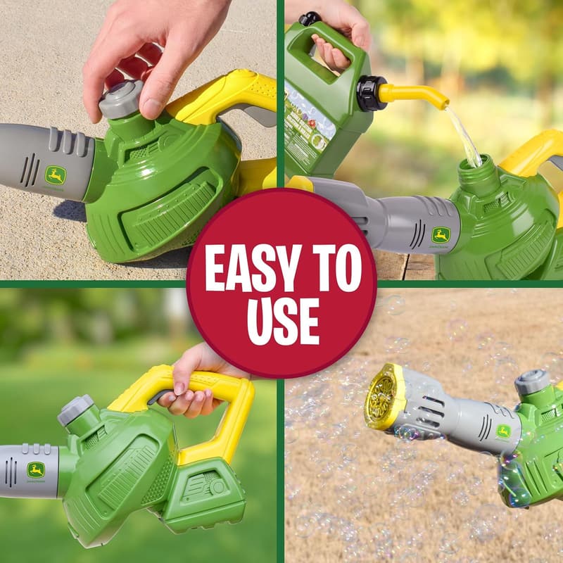 John Deere Bubble Leaf Blower Toy for Kids, Includes 24oz Refill