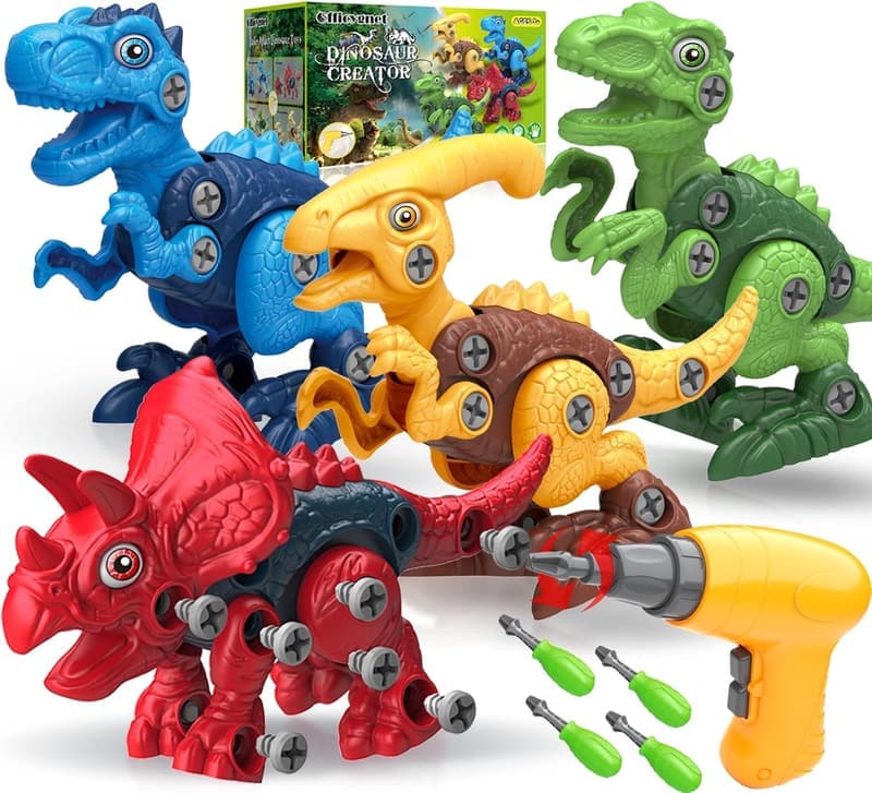 STEM Dinosaur Take-Apart Toy with Electric Drill for Kids