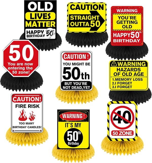 50th Birthday Honeycomb Centerpieces & Party Decor