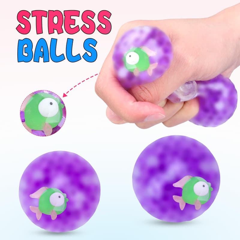 Stress Relief Squishy Balls Set - 4 Pack for Adults