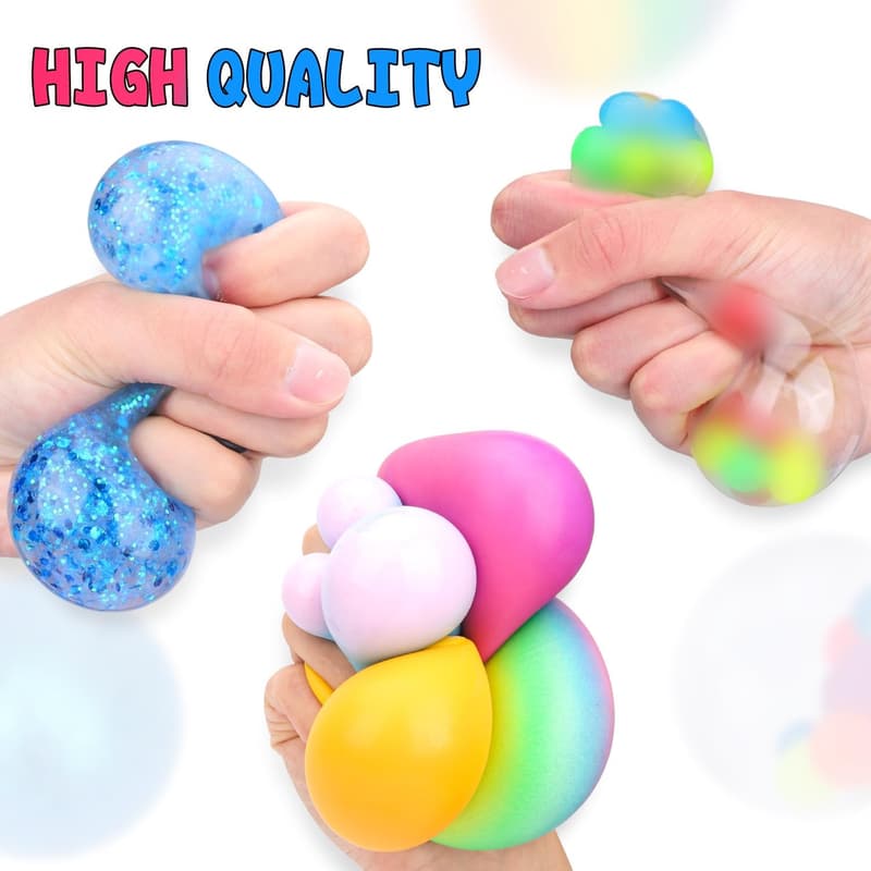 Stress Relief Squishy Balls Set - 4 Pack for Adults