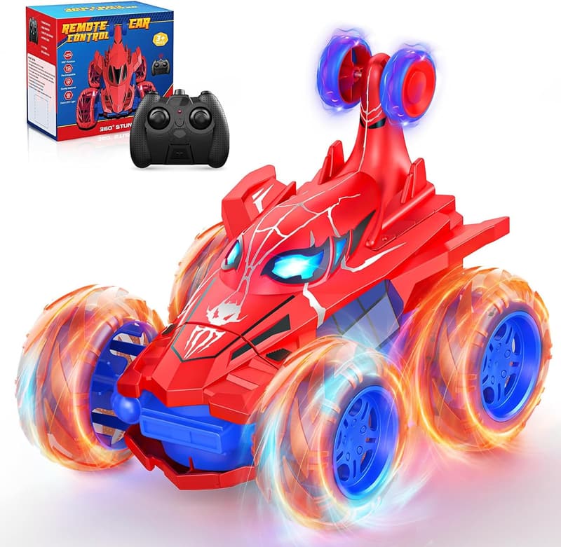 Rechargeable 4WD Spider RC Stunt Car with 360 Flips - Kids' Birthday Gift