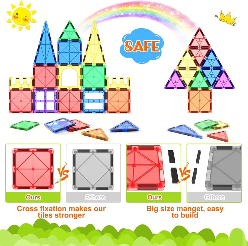STEM Magnetic Building Tiles for Toddlers - 40PCS Montessori Set