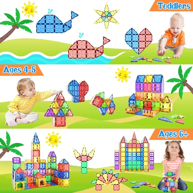 STEM Magnetic Building Tiles for Toddlers - 40PCS Montessori Set