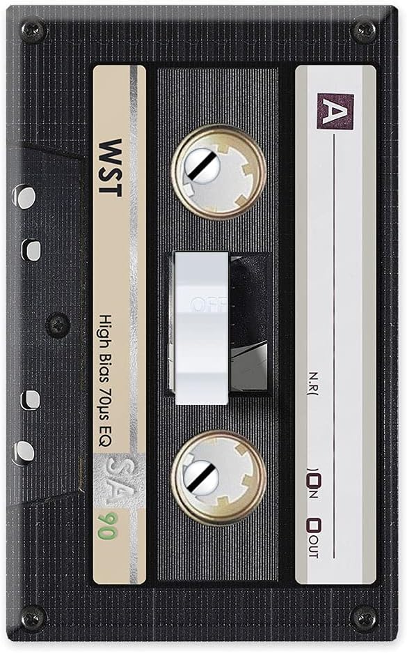 Retro Black Cassette Tape Light Switch Cover