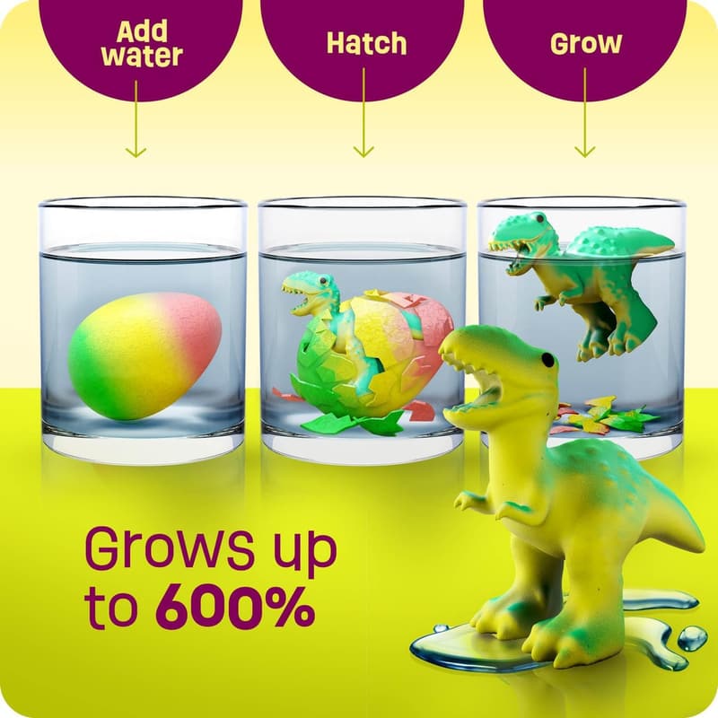 Dinosaur Hatching Surprise Eggs - 6 Pack - Toy for Ages 3-8