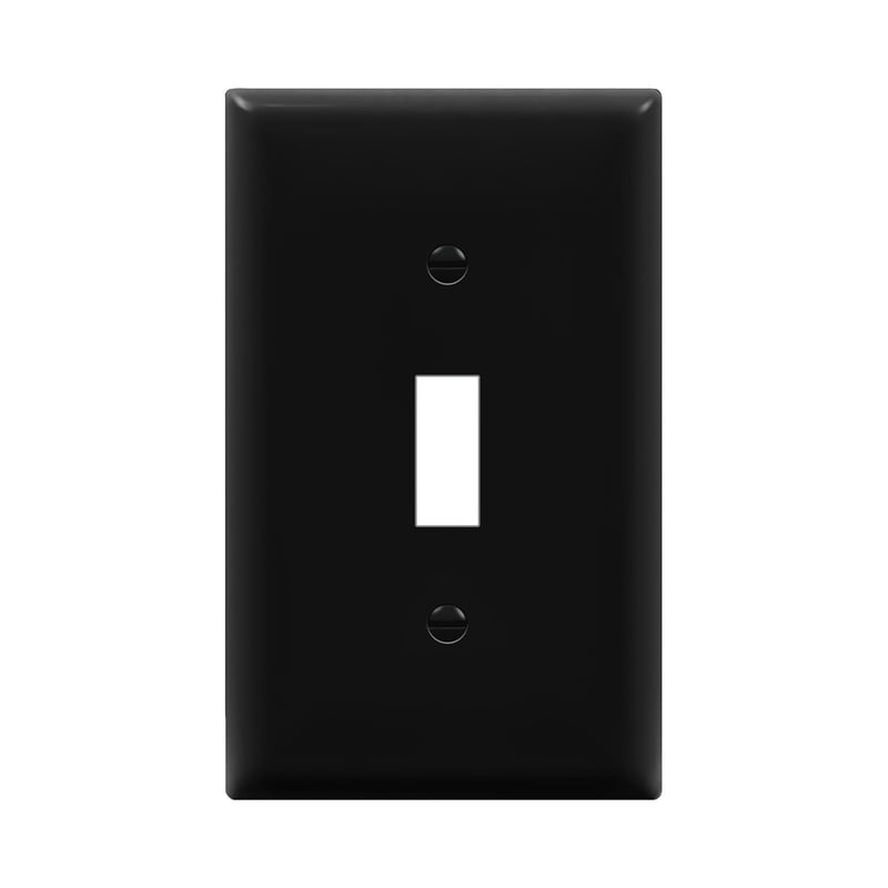 Black Polycarbonate Toggle Light Switch Plate, Standard Size