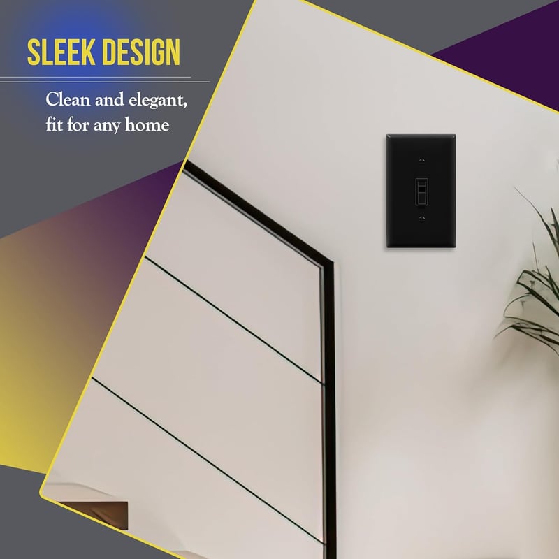 Black Polycarbonate Toggle Light Switch Plate, Standard Size