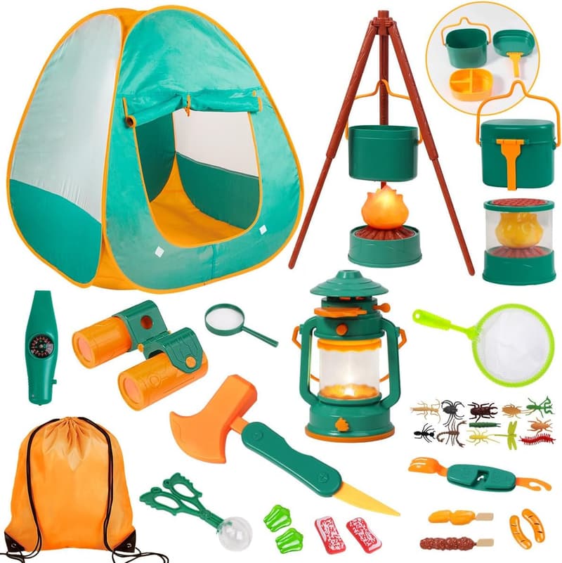 Kids Camping Set with Tent and Campfire for Ages 3-6