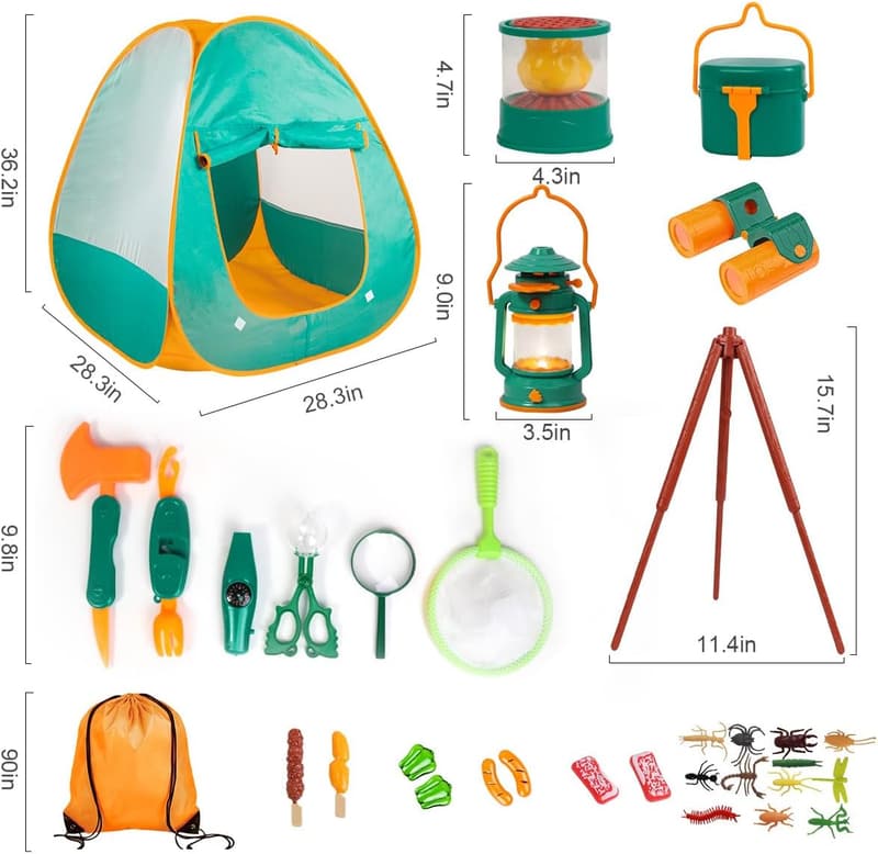 Kids Camping Set with Tent and Campfire for Ages 3-6