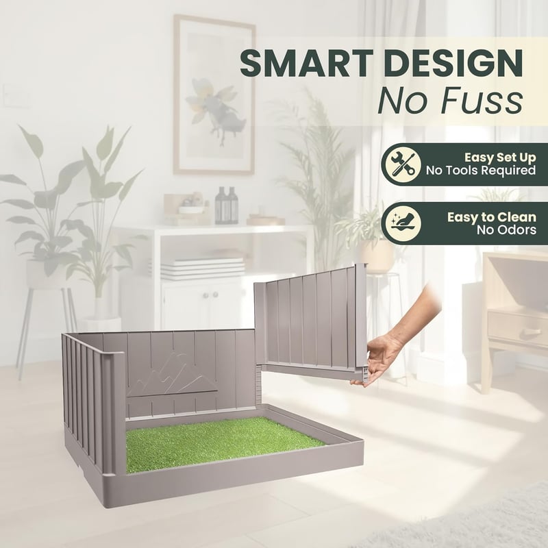 Indoor Dog Toilet Tray with Turf Patch for Potty Training