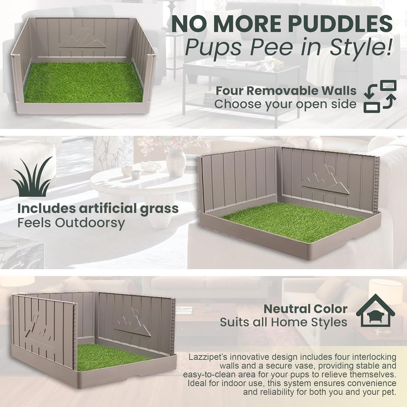 Indoor Dog Toilet Tray with Turf Patch for Potty Training