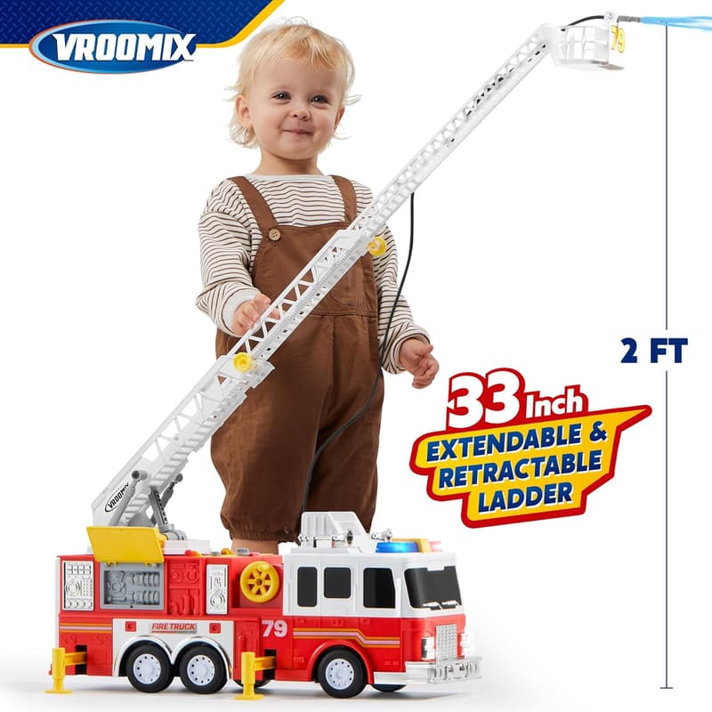 Extra Large Fire Truck Toy with Lights & Sirens for Kids