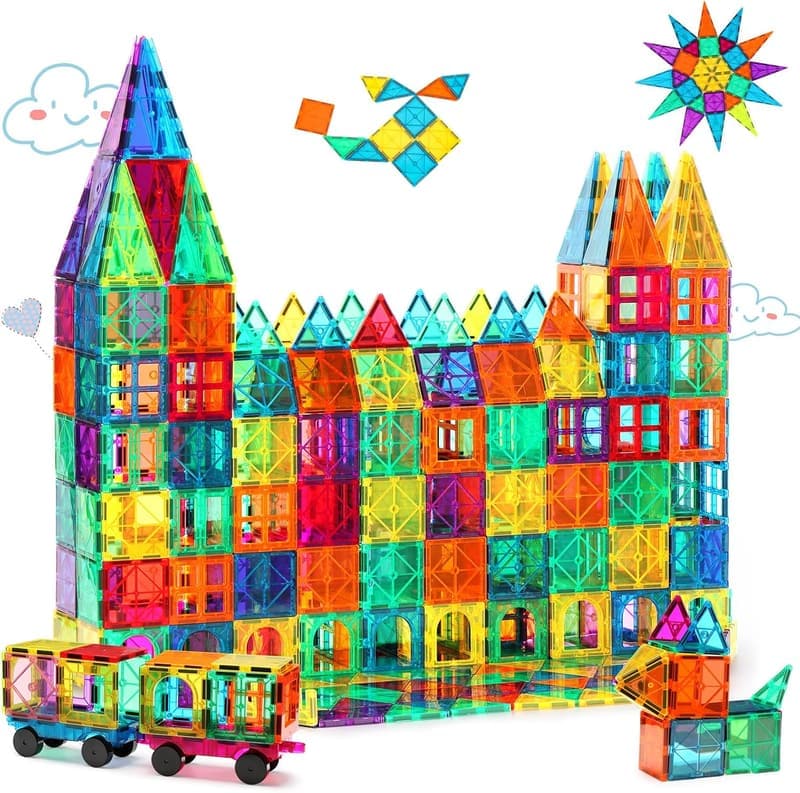 STEM Magnetic Building Tiles Set with 2 Cars - 100 PCS