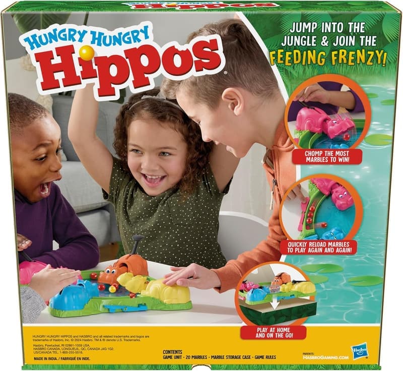 Hungry Hungry Hippos Game for Kids | Ages 4+ | 2-4 Players