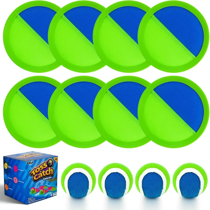 Outdoor Toss and Catch Ball Set for Kids - 8 Paddles & 4 Balls