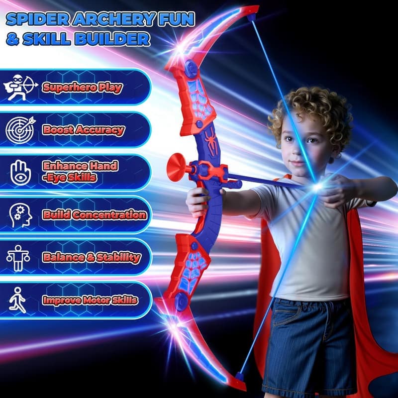 Kids Bow and Arrow Shooting Set with LED Lights and Targets