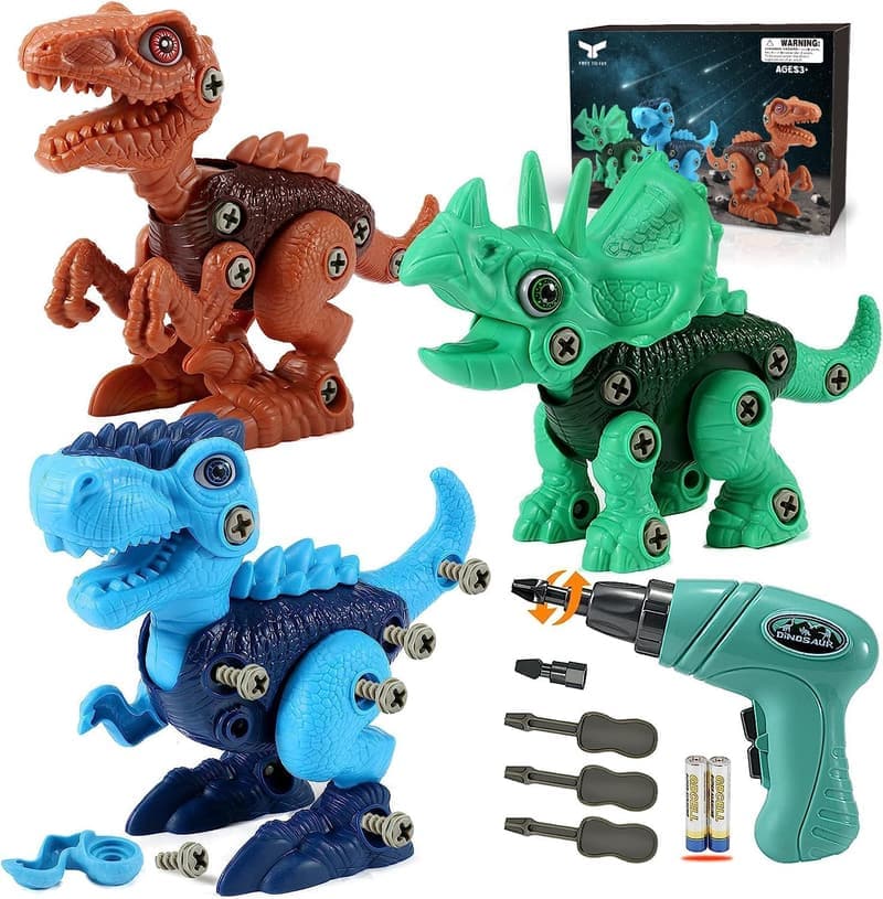 STEM Take Apart Dinosaur Toys with Electric Drill for Kids 3-8