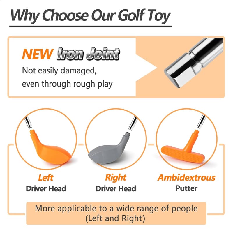 Kids Golf Toy Set with Left & Right Clubs - Outdoor Birthday Gift for Ages 3-8