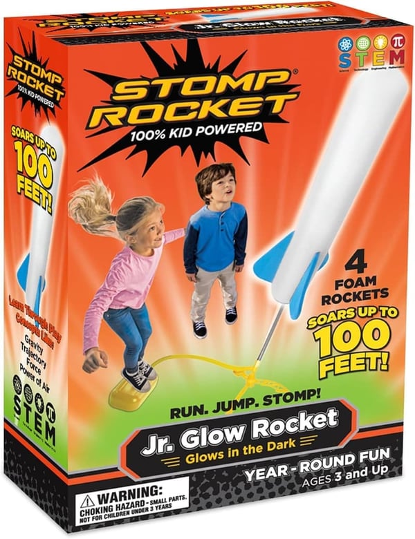 Outdoor STEM Rocket Launcher with 4 Glow-in-the-Dark Rockets