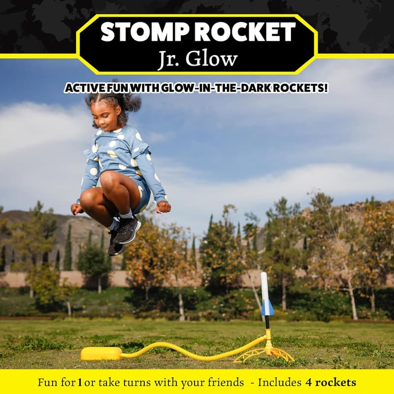 Outdoor STEM Rocket Launcher with 4 Glow-in-the-Dark Rockets