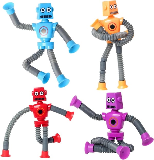 Telescopic Suction Cup Robot Fidget Toy Set for Kids 3-9