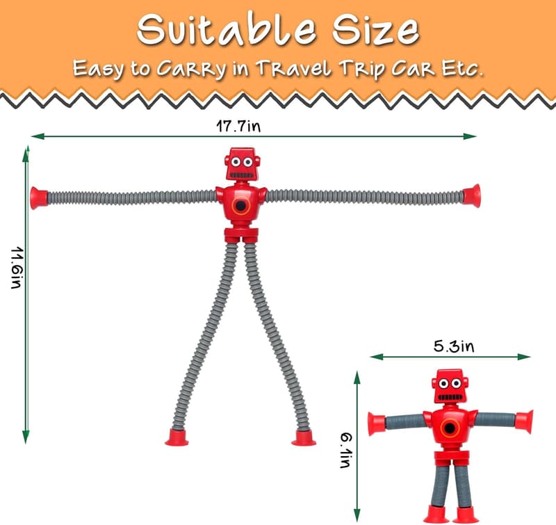 Telescopic Suction Cup Robot Fidget Toy Set for Kids 3-9