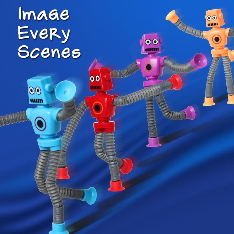 Telescopic Suction Cup Robot Fidget Toy Set for Kids 3-9