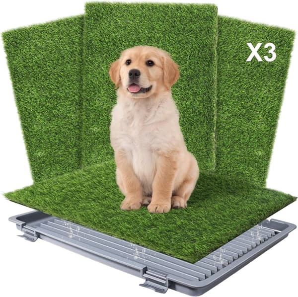 Indoor Dog Potty Grass Pad with Tray - Washable & Reusable, 22