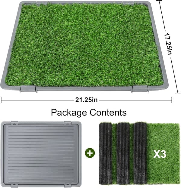 Indoor Dog Potty Grass Pad with Tray - Washable & Reusable, 22