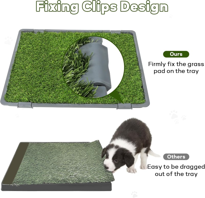Indoor Dog Potty Grass Pad with Tray - Washable & Reusable, 22