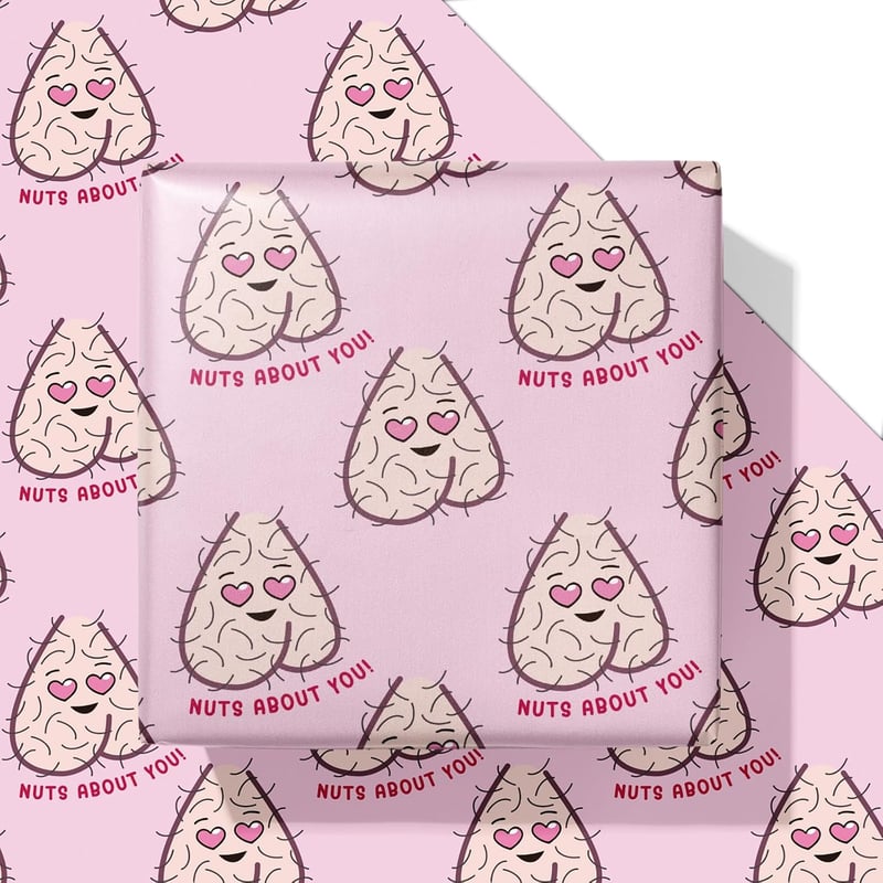 Nuts About You Funny Gift Wrap - 6 Sheets for Adults