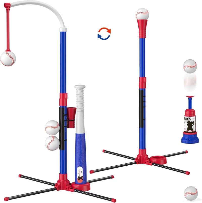 Kids' 3-in-1 Baseball Set - Tee Ball Stand & Launcher, Blue