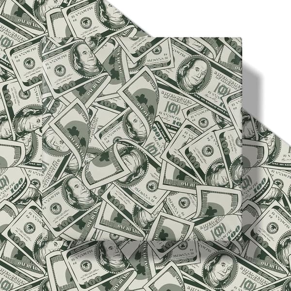 Dollar Bills Gift Wrap Paper Roll for Birthdays and Holidays