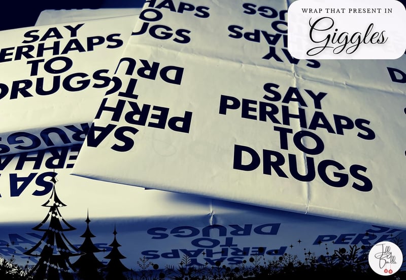 Funny Drug-Themed Wrapping Paper Set - 2 Folded Sheets 20
