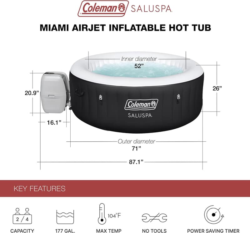 Portable Outdoor Spa: Coleman SaluSpa Miami 2-4 Person Hot Tub
