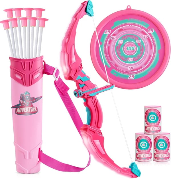 LED Light-Up Bow and Arrow Set for Girls, Ages 3-12
