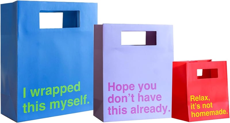 Funny Gift Bags - 3 Pack for White Elephant or Gag Gifts