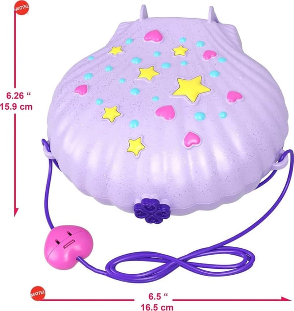 Polly Pocket Under-the-Sea Shell Purse with Mermaid Dolls & Accessories