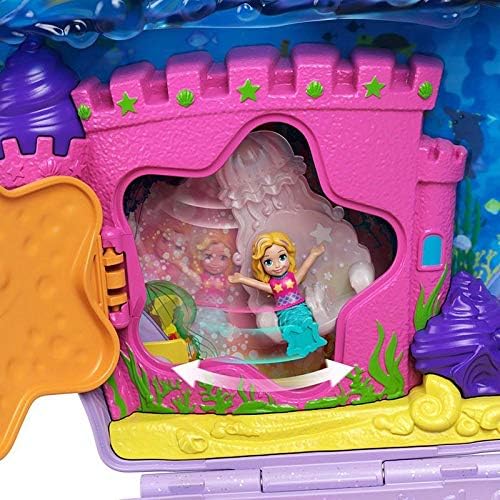 Polly Pocket Under-the-Sea Shell Purse with Mermaid Dolls & Accessories
