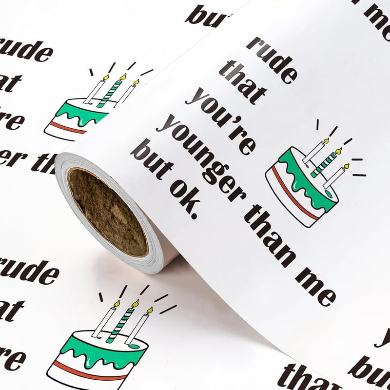 Funny Birthday Wrapping Paper Roll - Rude Cake Design, 17